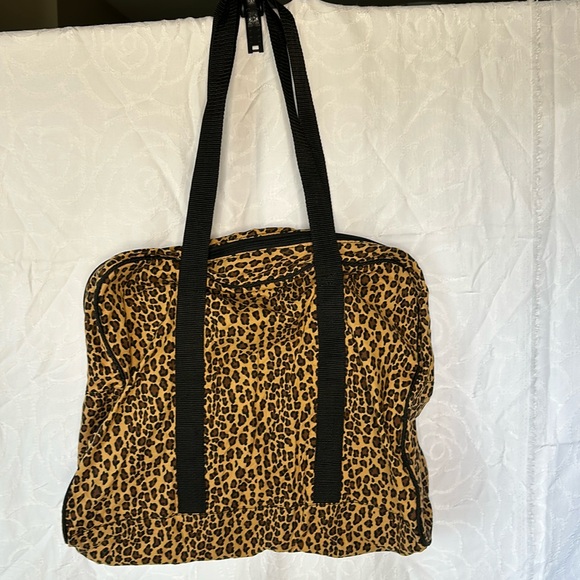 Cheetah brown and black print nylon bag. - Picture 2 of 5